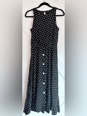 Black and White Polka Dot Midi Dress Small